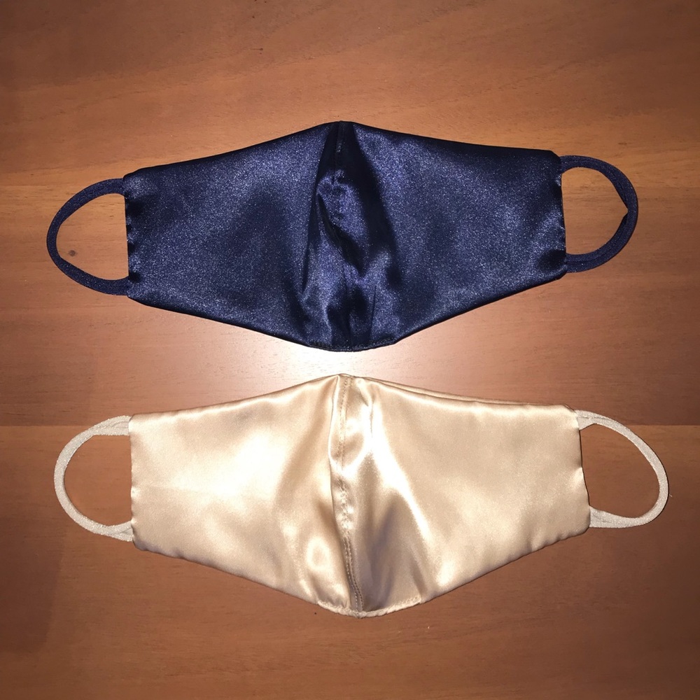 Handmade Lightweight Satin Face Masks (Set of 2) Perfect for Weddings